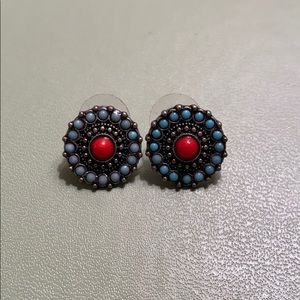Red and Turquoise Earrings